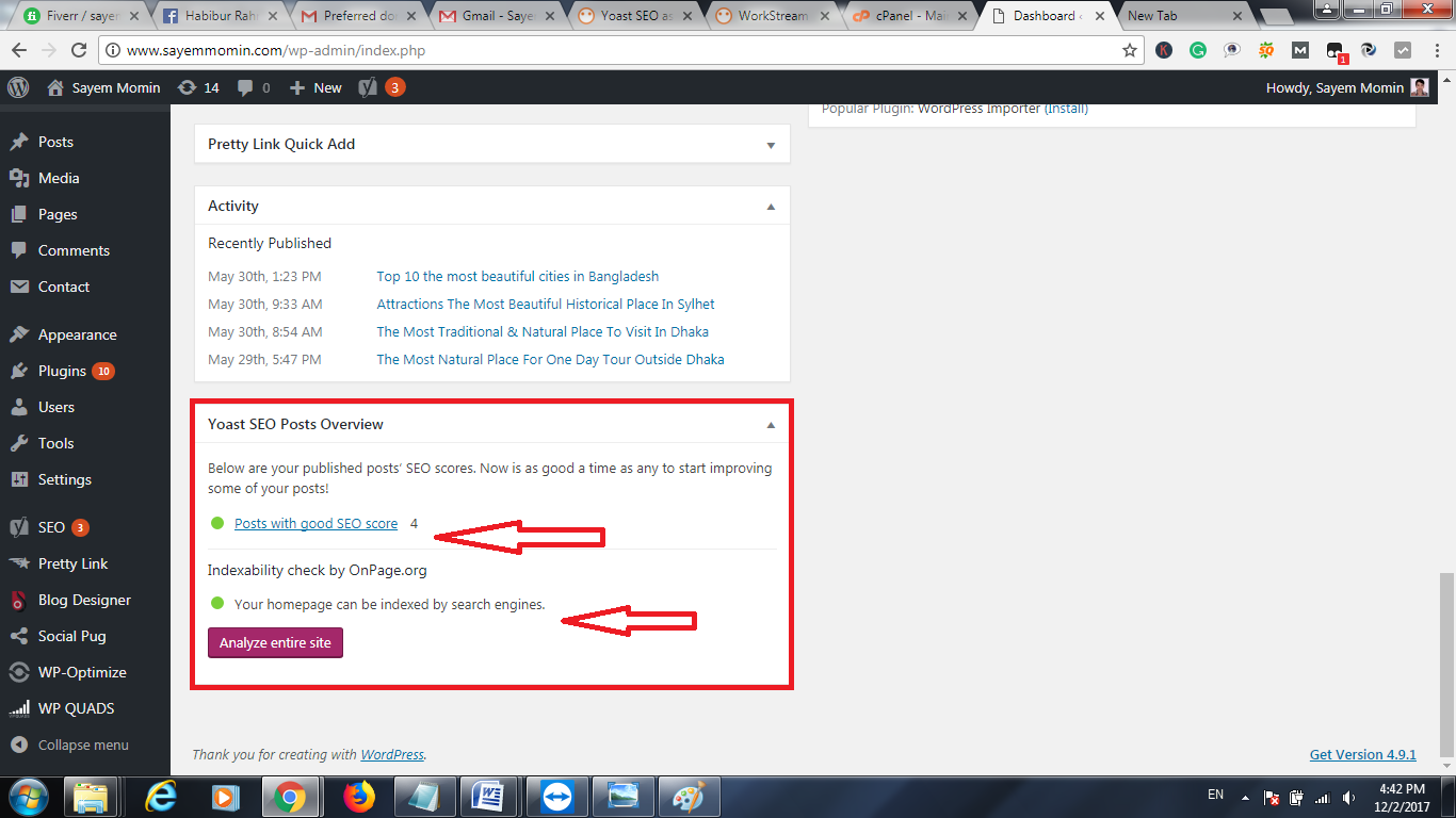 Wordpress Yoast SEO plugin totally Green Color.